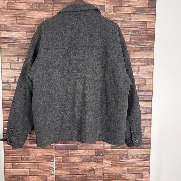 Abercrombie & Fitch Jacket Wool Blend Quilt Lining Gray Full Zip L Pockets VTG - Picture 4 of 5